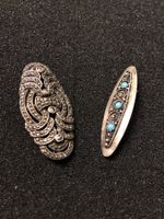 Schmuck Broschen 2 Stck. Sterling Silber Markasit Tuerkis