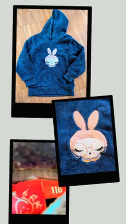 Süsser Mädchen-Hoodie mit Hasen-Motiv, Grösse 116!