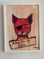 Acryl-Bild Alles für die Katz gerahmt, neuwertig