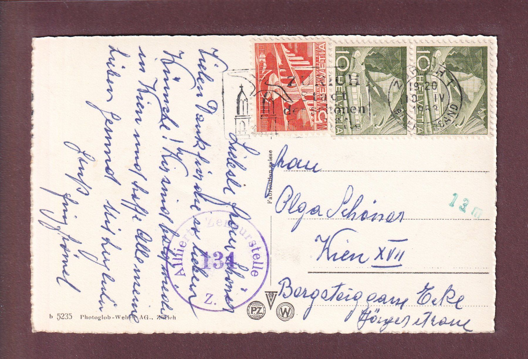 Ansichtskarten: ZÜRICH - Seefeldquai - 1953 – Gebraucht aus Pully von nicecards 1