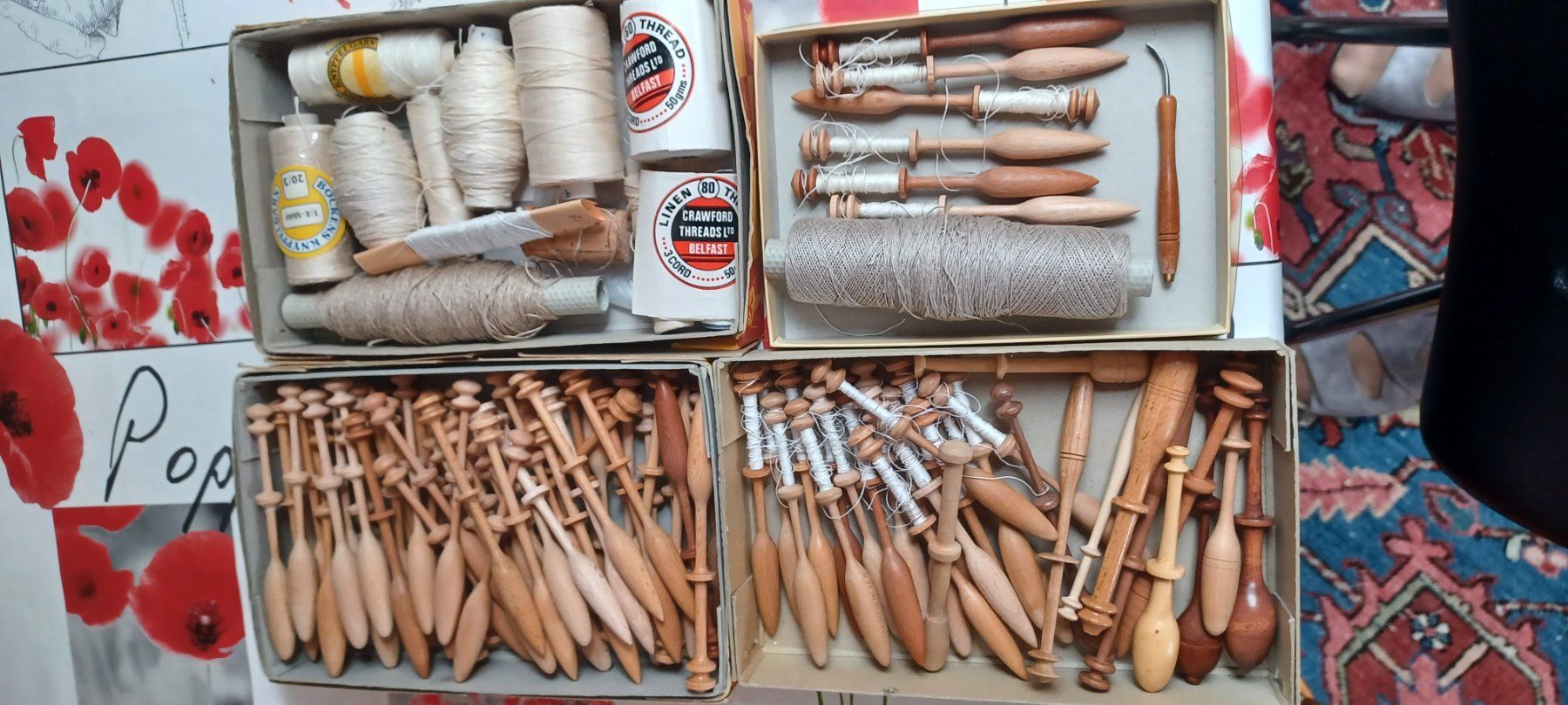 Articoli in legno: Klöppelbrett rund mit diversem Zubehör – Usato da Märstetten venduto da Gwundrig01 5
