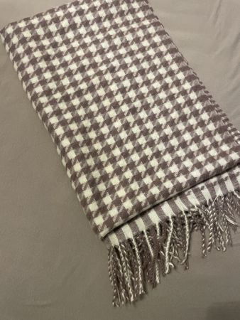 Hahnentritt Schal braun-weiss Viskose Polyester Winter-Schal