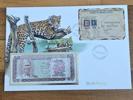 Noten-Brief mit Bankfrischer 50 Cents-Note aus Sierra Leone