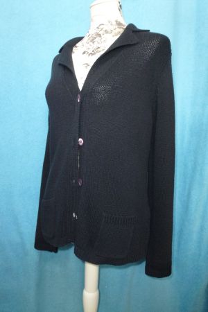 PUBLIC STRICKJACKE NACHTBLAU GR 40 50 % BAUMWOLLE KNÖPFE