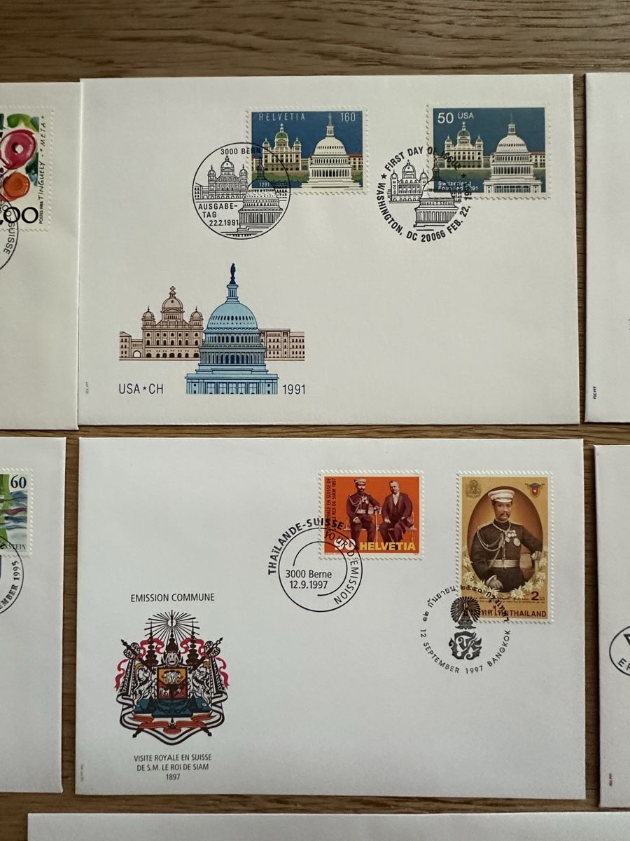 Tutti i francobolli: Schweiz - 7x FDC mit GEMEINSCHAFTSAUSGABEN – Usato da Schmitten / FR venduto da Samsara169 2