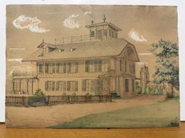 Antike Architektische Zeichnung  aus 1878 mit Signatur