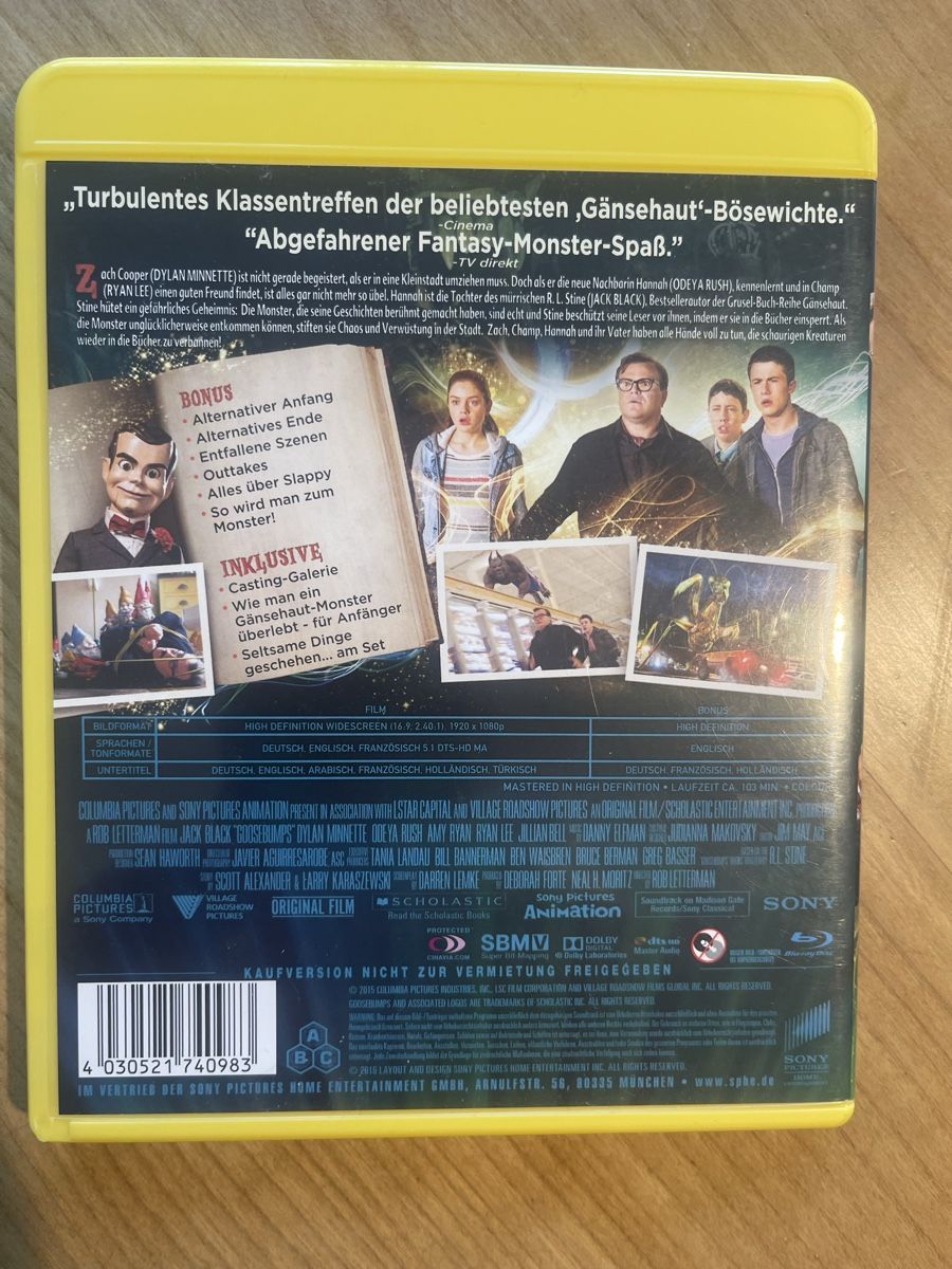 Tutti i DVDs: Gänsehaut - Jack Black - Blu-Ray Disc – Usato da Binningen venduto da Shuffle66 1