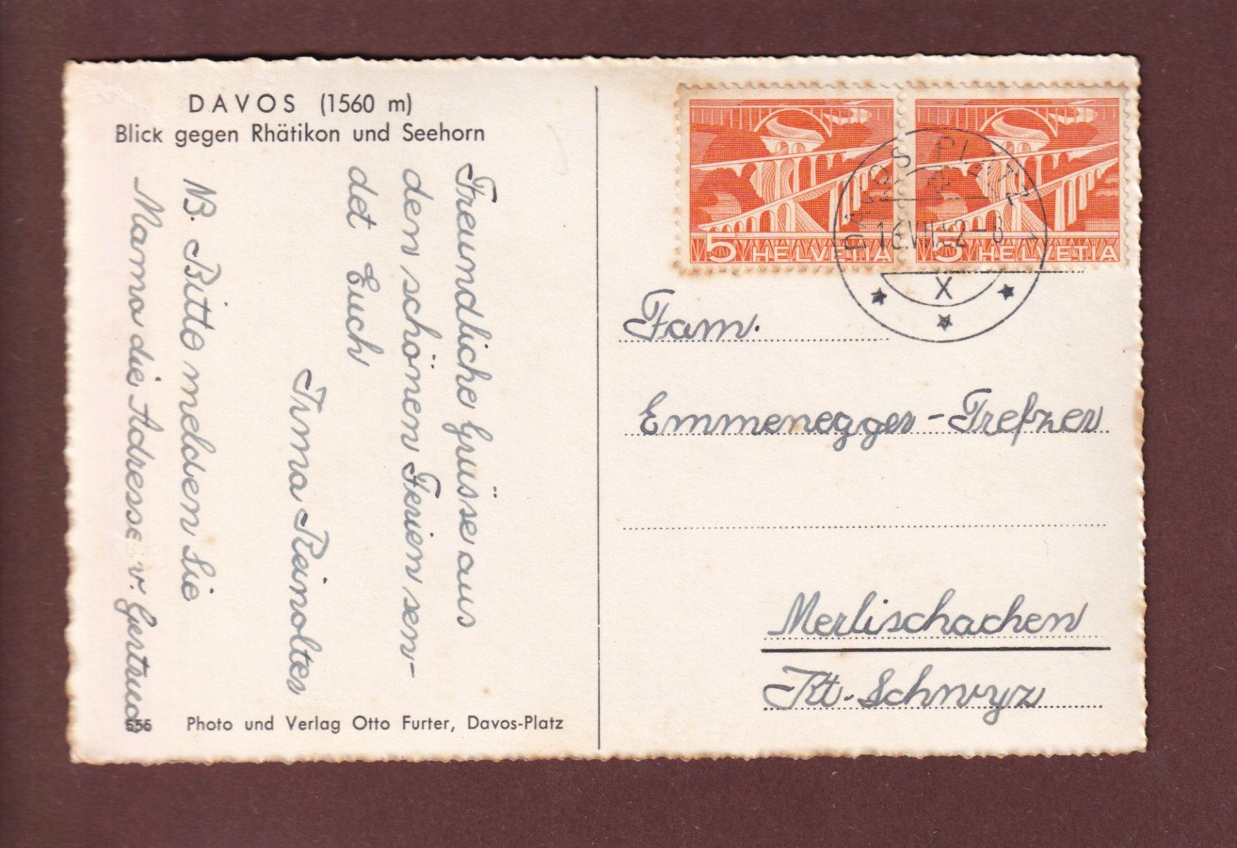 Cartoline postali: DAVOS - 1952 – Usato da Pully venduto da nicecards 1