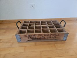Vintage Holzbier Kasten Walkmühle Lübeck, 24 Fächer