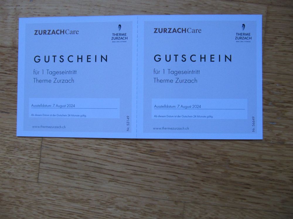 Gutschein 2 Tageseintritte Therme Zurzach Thermalbad (Neu (gemäss ...