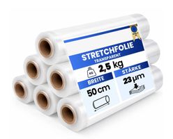 6 x Stretchfolie 50cm 2,5kg 23my transparent
