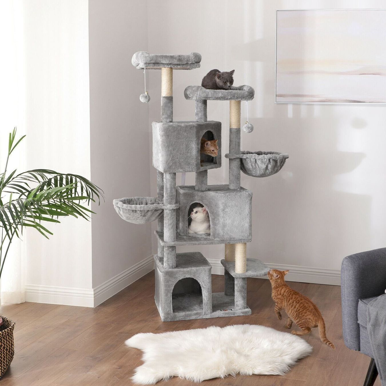Katzenbaum - Kratzbaum: FEANDREA Kratzbaum XXL 164 cm Hellgrau – Neu und originalverpackt aus Bottighofen von zaap 1
