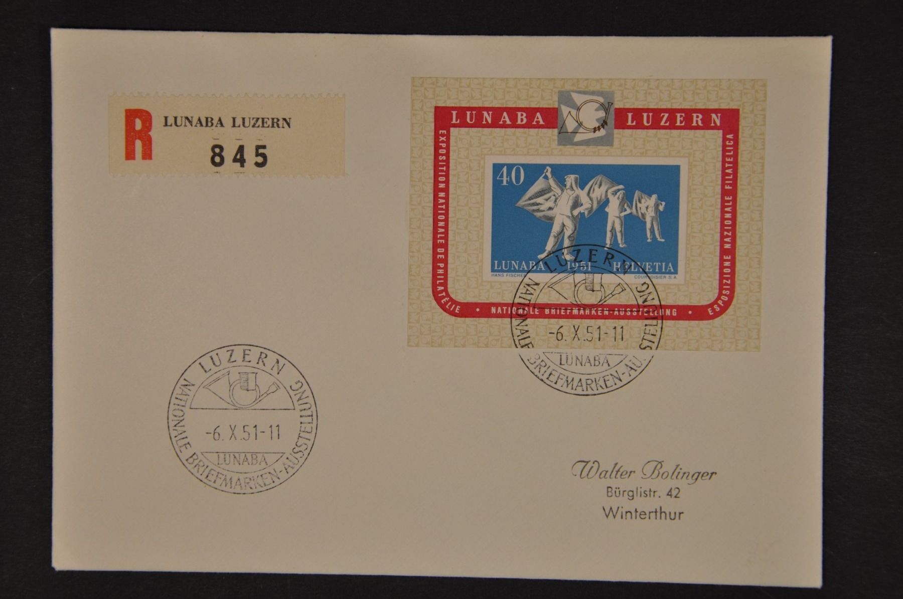 Tutti i francobolli: 1951 W32 Block auf R-Brief – Usato da Wolfhalden venduto da Zinauktion