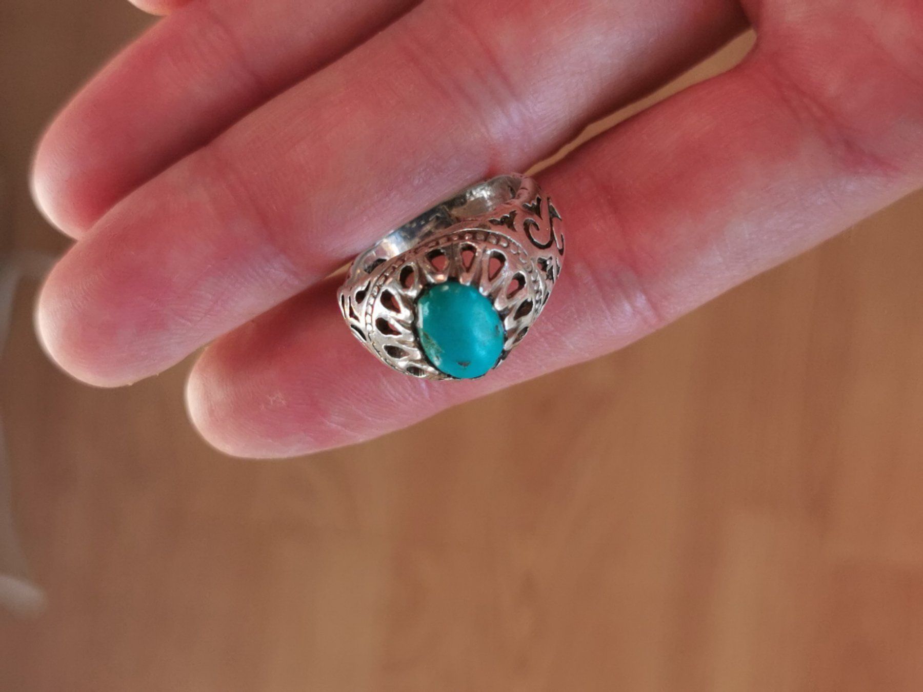 Anelli: Herren Silber Ring mit Türkis Durchmesser 20 mm – Usato da Schlieren venduto da vlalif 7