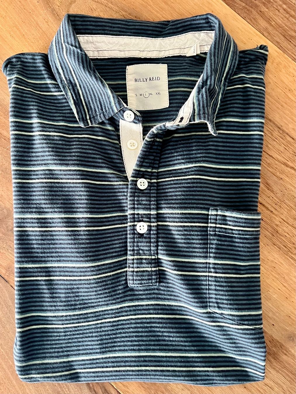 Magliette Polo: Billy Reid Premium Polo gestreift Blau Gr. L – Usato da Rapperswil SG venduto da Keller_Pipo