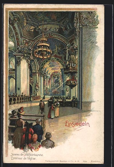 Cartoline postali: Litho Einsiedeln, Inneres der Wallfahrts – Usato da Berlin venduto da bartko-reher