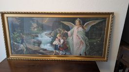Bild gerahmt Schutzengel Motiv Gold 130 x61cm