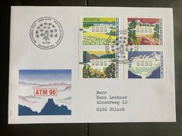Schweiz 1996 FDC Satz ATM Automatenmarken adressiert