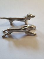 Tierfiguren aus Messing- Chrom - Dackel und Hase, Rarität!