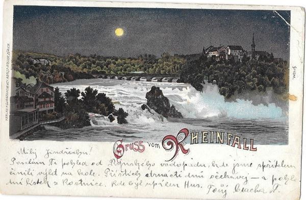Cartoline postali: Rheinfall Nachtlithografie – Usato da Olten venduto da clotaldi