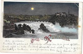 Rheinfall Nachtlithografie