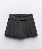 Pleated Skort Zara Grey Belted Mini Skirt Size S