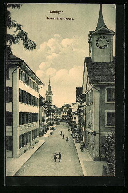 Cartoline postali: AK Zofingen, Unterer Stadteingang, 1914 – Usato da Berlin venduto da bartko-reher