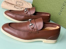 GUCCI Jordaan Horsebit Braun Slip On Loafers Schuhe 43 NEUE