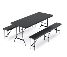 Campingtisch Set klappbar 180 cm schwarz - Gratis Versand