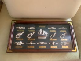 Bild mit Schiff und Seemannsknoten hinter Glas Dekoration