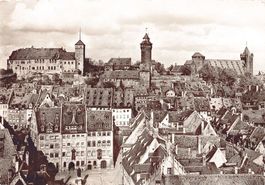 Nürnberg, Albrecht-Dürer-Platz und Burg, gelaufen 1953