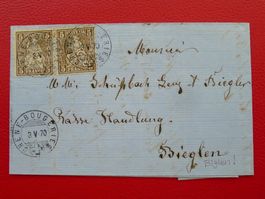 1870, Nr.30 (Paar)auf Brief: CHENE-BOURGERIES nach BIGLEN