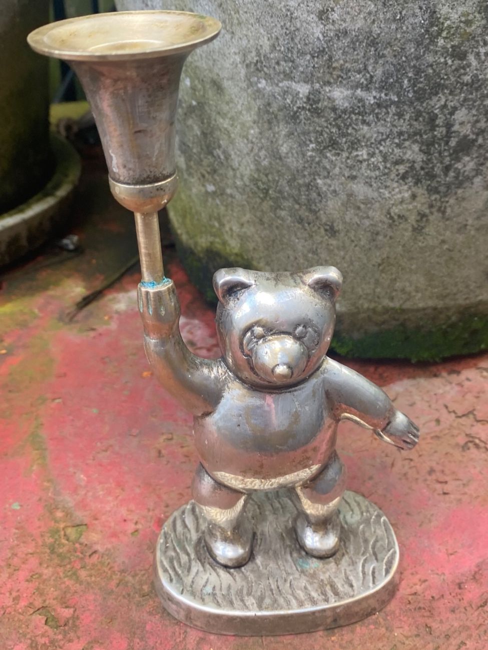 Portacandele: Seltener Kerzenständer Bär versilbert Teddy Bear – Usato da solothurn venduto da soko75 1