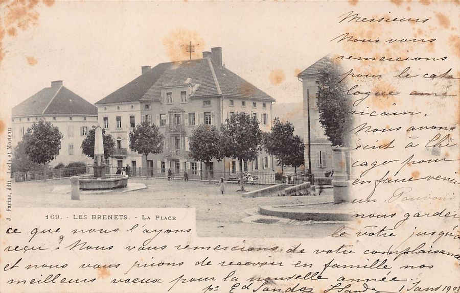 Cartes postales: Les Brenets, la Place, circulée 1903 – D'occasion à Frauenfeld par POML