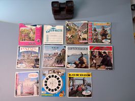 VIEW-MASTER Set – Gerät + 11x Scheiben / Hefte – Kla