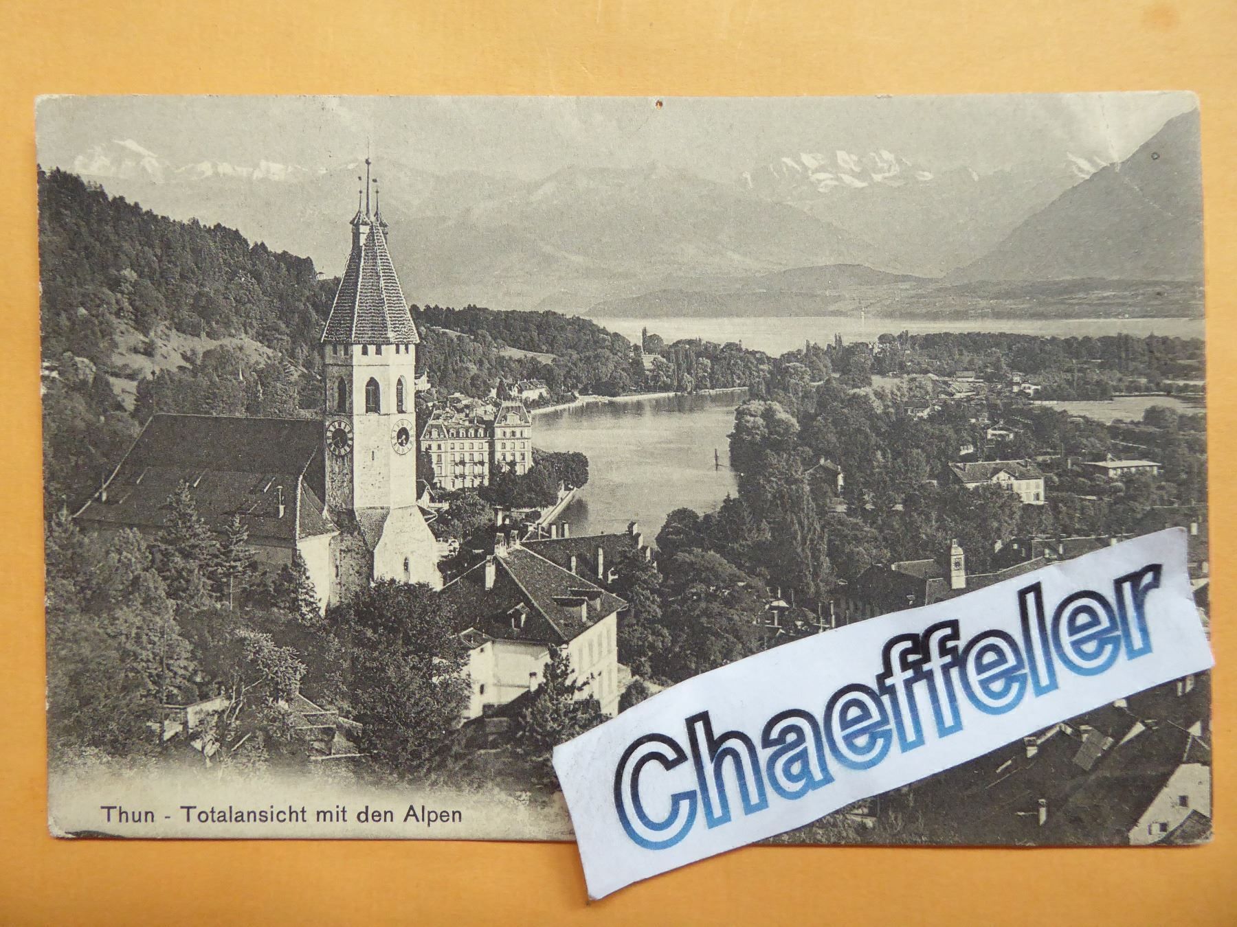 Cartoline postali: 1911 Thun - Totalansicht mit Alpen – Usato da Zürich venduto da Chaeffeler
