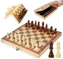 29cm Magnetisches Schachspiel aus Holz klappbar 4 Königinnen