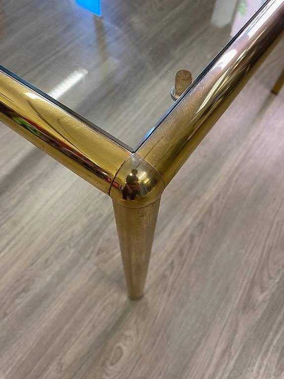 Tavoli: Glastischchen mit Messingrahmen – Usato da Schaffhausen venduto da Galleria13_Brocki_SH 3
