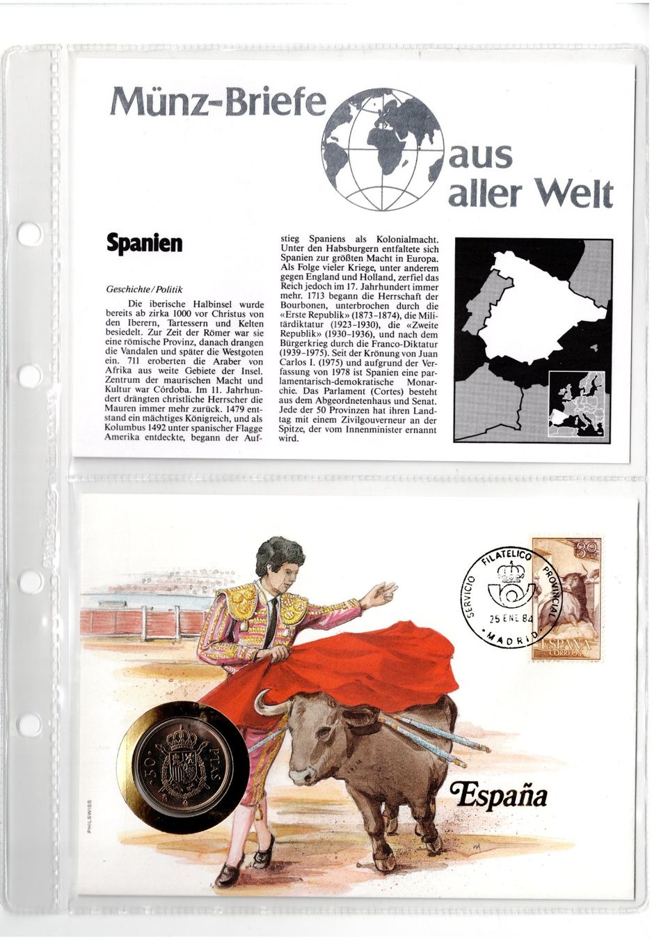 Tutti le monete: Spanien_1984_Münzbrief mit Beschreibung – Usato da Hombrechtikon venduto da Fraese01