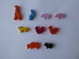 9 farbige kleine Bauernhof Holztiere, Giraffe, Lorenz Spielw