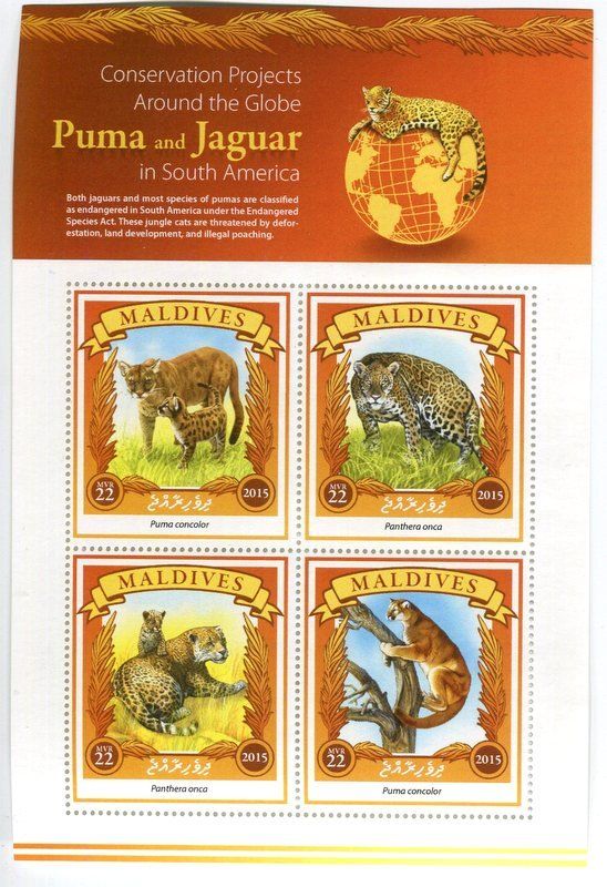 Tous les timbres: Block "Jaguar & Puma". Malediven – Neuf avec emballage d'origine à Basel par Butsch5