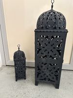 Laterne Metall schwarz orientalisch mit Tuer und Kuppel 