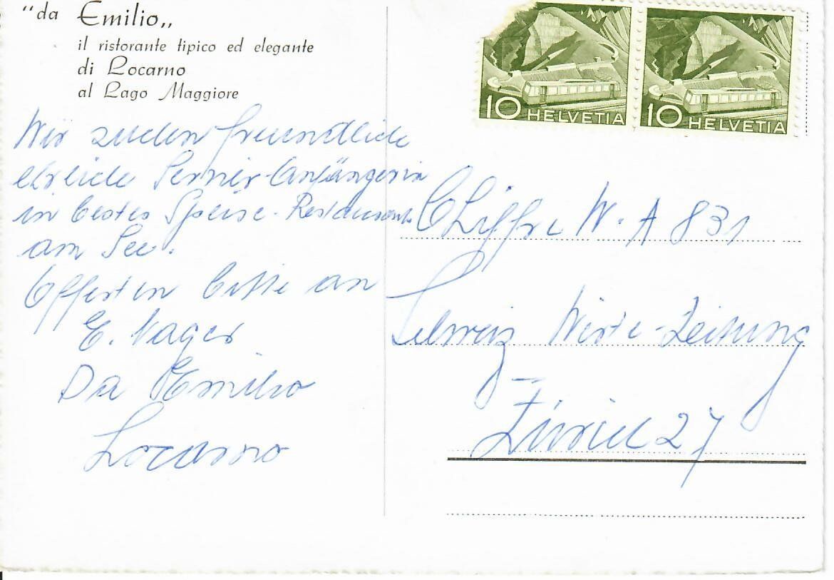 Cartoline postali: "da Emilio" di Locarno – Usato da Hochdorf venduto da Ziegel-16 1