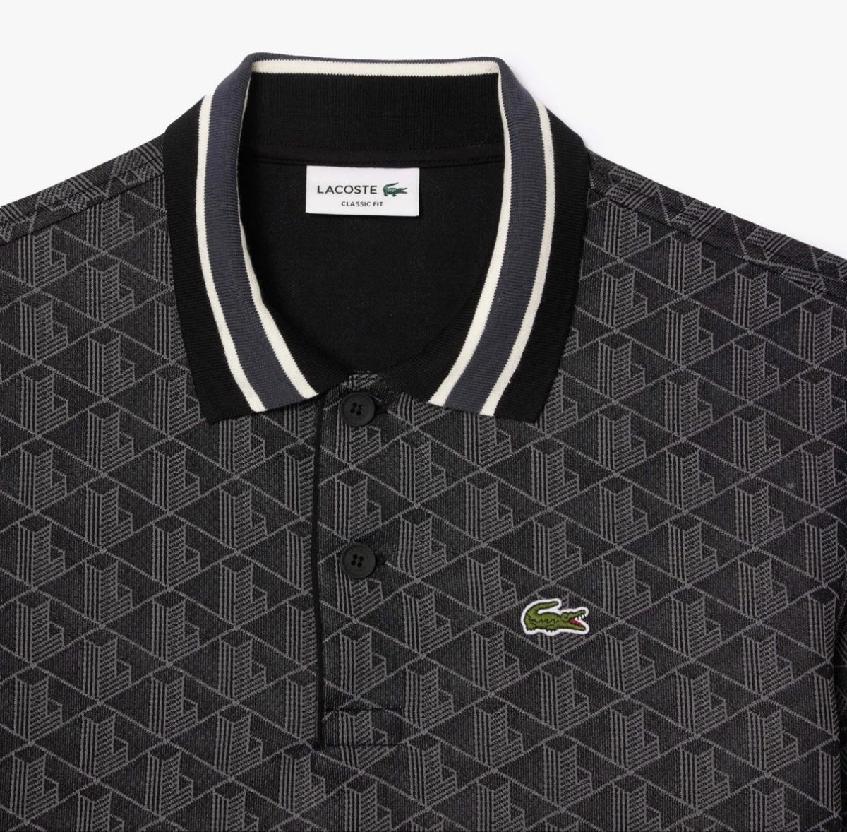 Lacoste Magliette Polo: Lacoste Polo Monogramme Black – Nuovo e nell'imballaggio originale da Biel/Bienne venduto da Akwawini