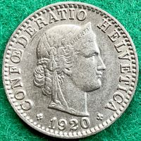 Pièce de 20 ct suisse 1920