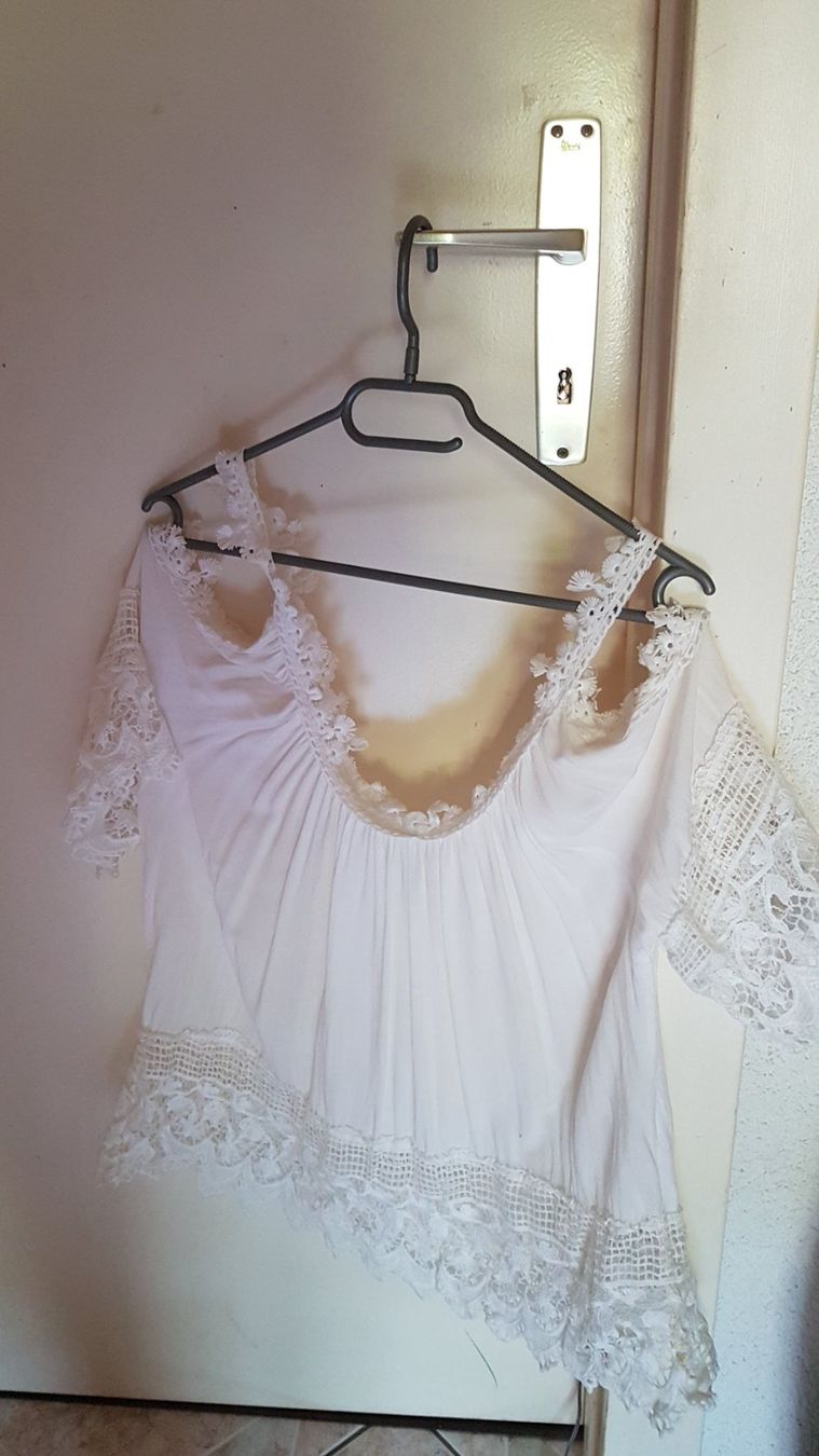Tuniken: Haut - tunique blanche, fluide, dentelle taille S – Gebraucht aus Villiers von san_jn5w 8
