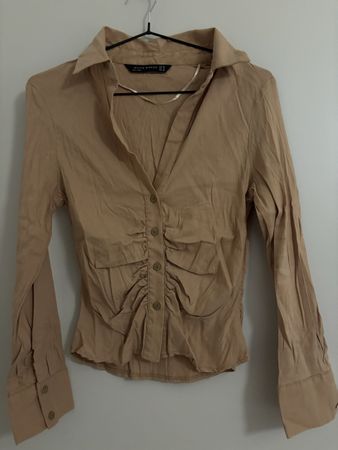 Trendige Zara Woman Bluse, Khaki, Grösse S