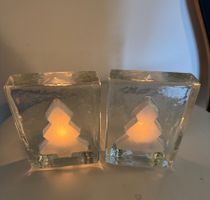 2 x Teelichthalter aus Glas mit Tannenbaum Motiv🎄✨ (57)