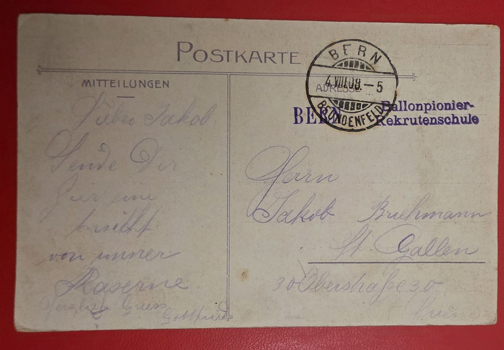 Cartoline postali: Ansichtskarte Kaserne Bern – Usato da Bern venduto da Kocholo 1
