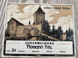Ehrenmeldung Jubiläums-Schiessen Herblingen 1933